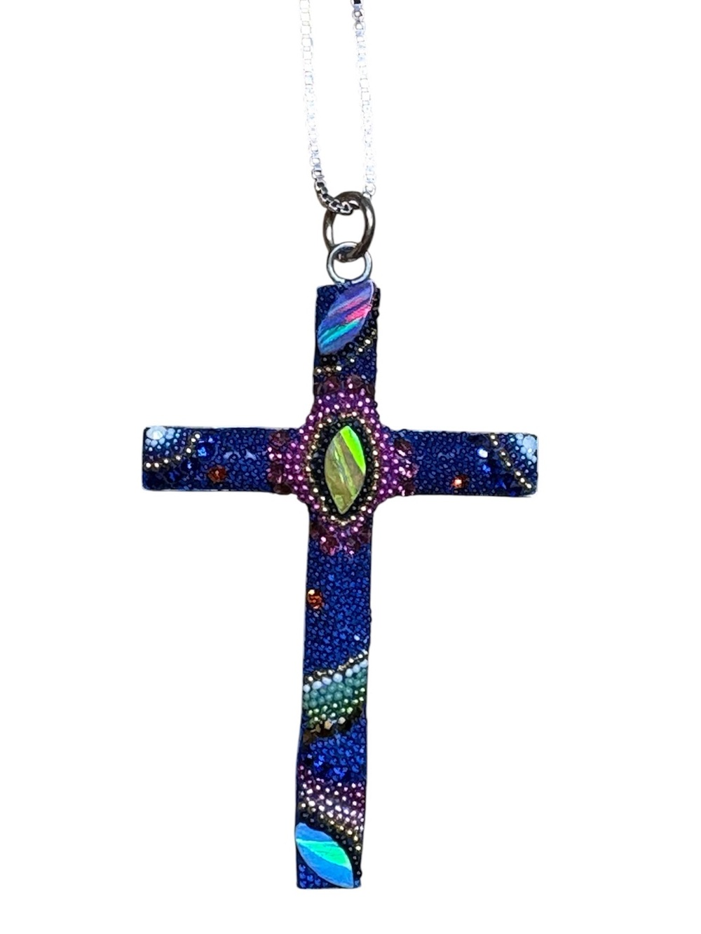 925 Mexican Micro Mosaic Cross pendant